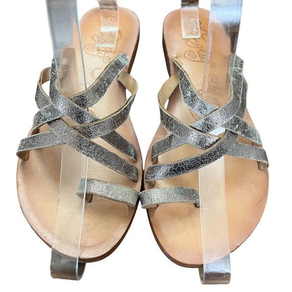Naughty Monkey Womens Metallic Leather Toe Ring Sandals Strappy Shoes Flats 6.5 - Picture 6 of 16